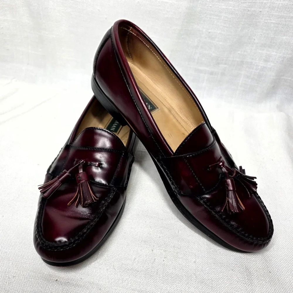 Cole Haan Tassel Loafers Mens 11 B Burgundy Leather Dress Shoes Business‎ Casual